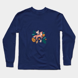 Foxes in Teal + Pink Long Sleeve T-Shirt